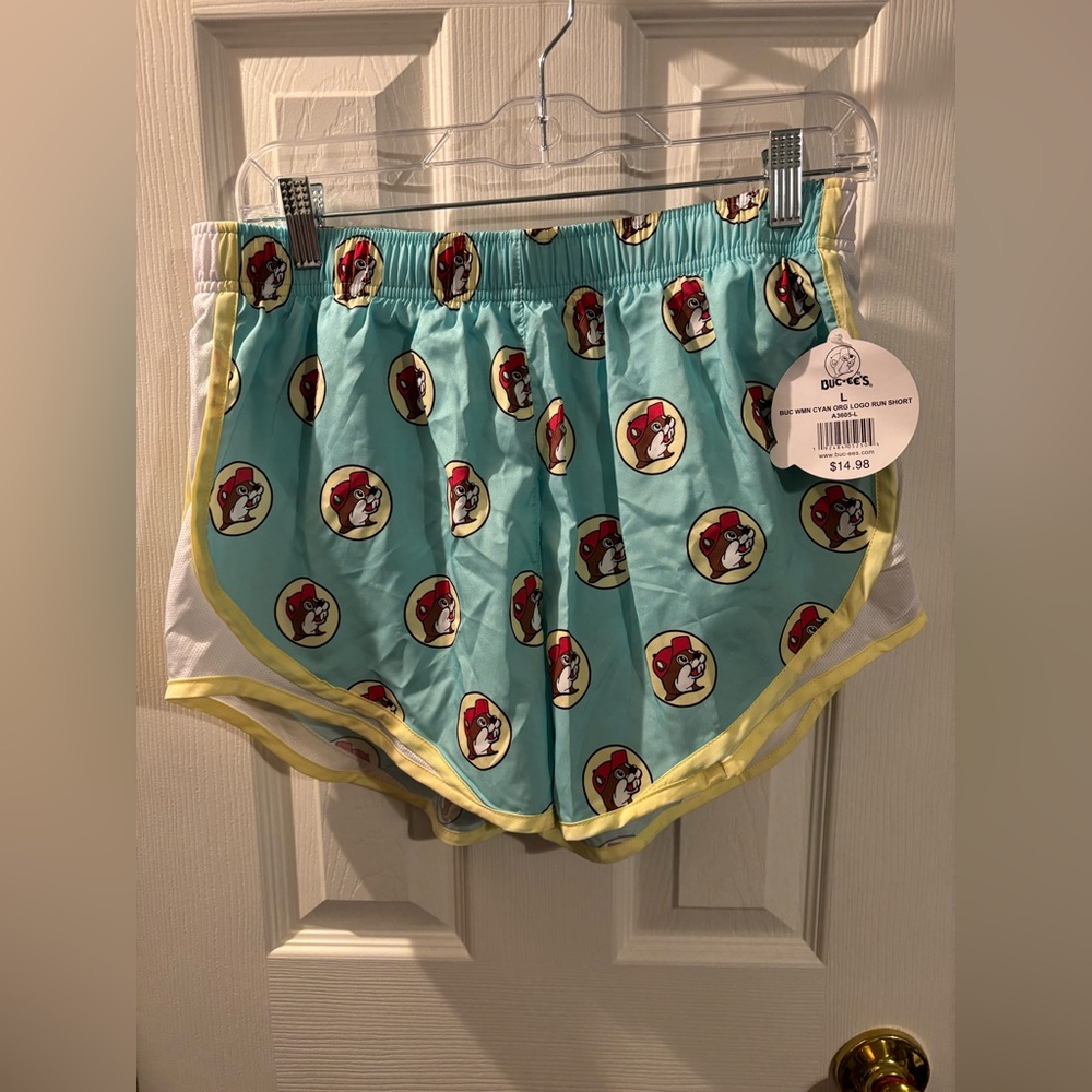 Women's Cartoon Print Athletic Shorts - Aqua - Picture 2 of 4